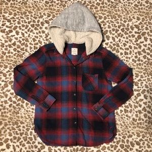 AEO Hooded Boyfriend Flannel